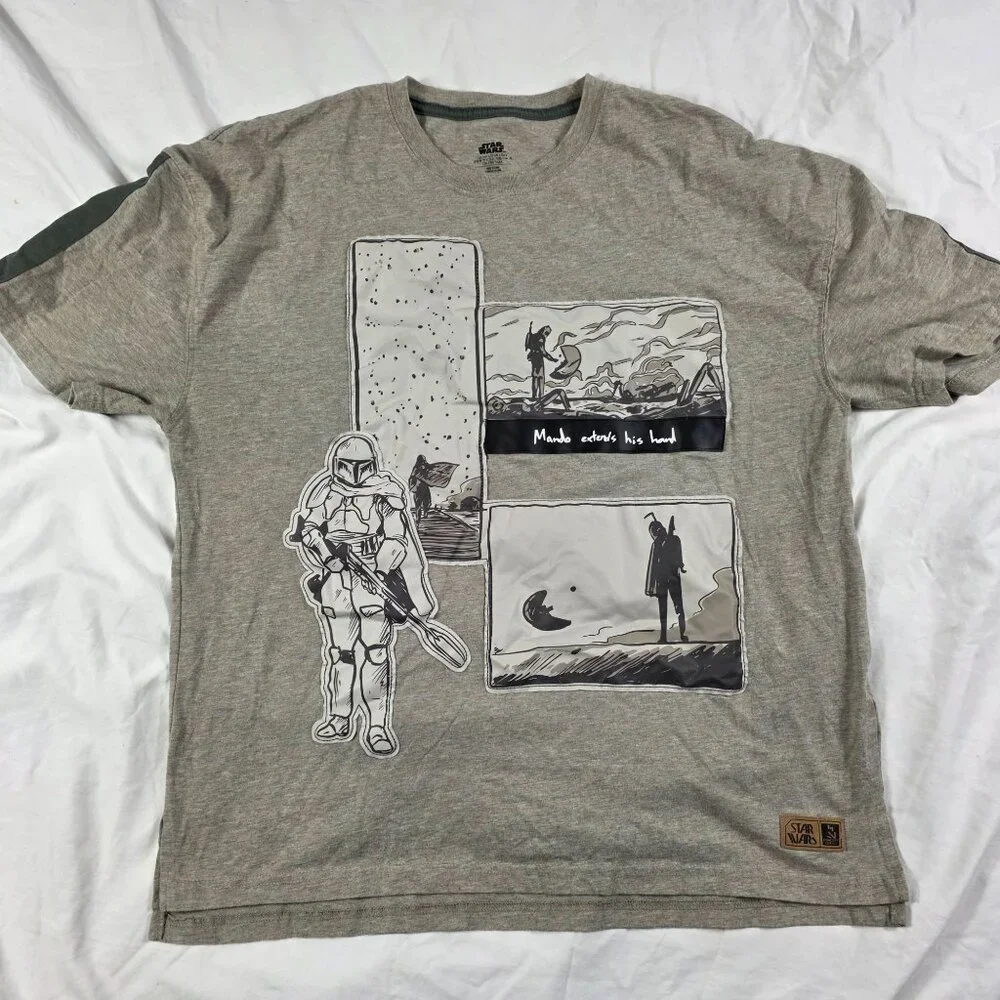 Star Wars The Mandalorian Concept Series Mens Large Gray Graphic T Shirt Casual